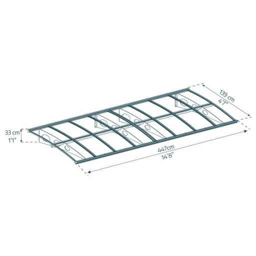 Herald 4.5m x 1.4m Door Canopy - Grey Aluminium Frame