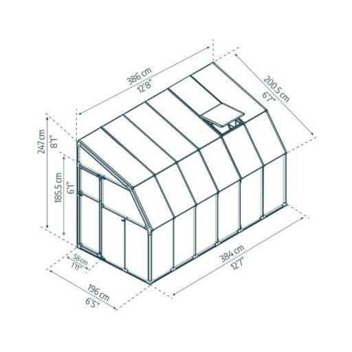 Sunroom 2m x 3.5m Lean to Conservatory - Aluminium White Frames