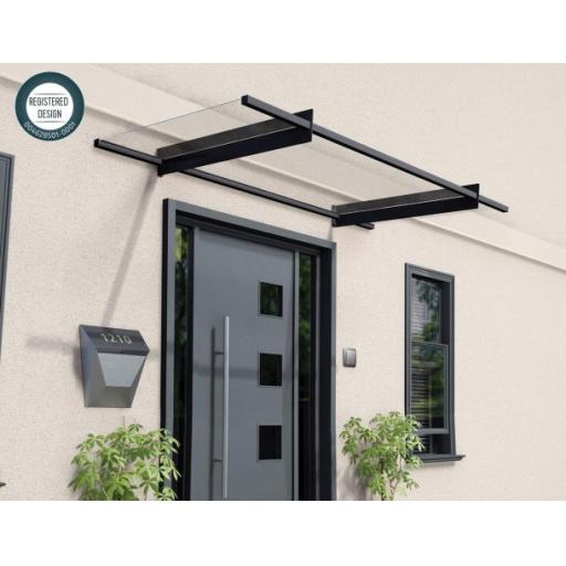 Nancy 2.1m x 0.9m Door Canopy - Grey Aluminium Frame