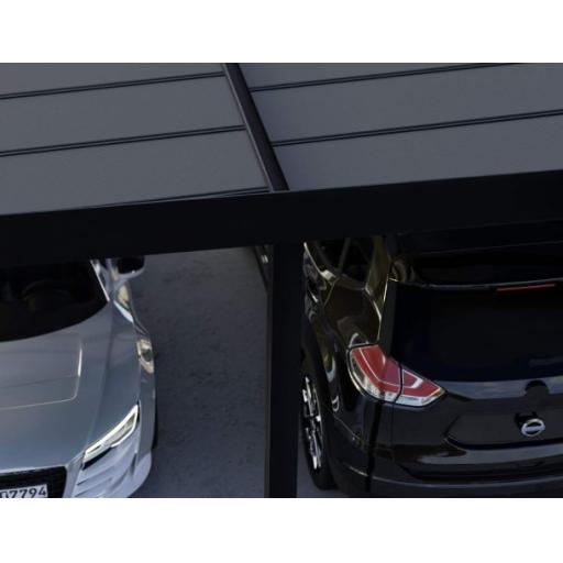 Oslo Double 20' x 40' Carport - Black Aluminium & Twin wall Opaque Grey Panels