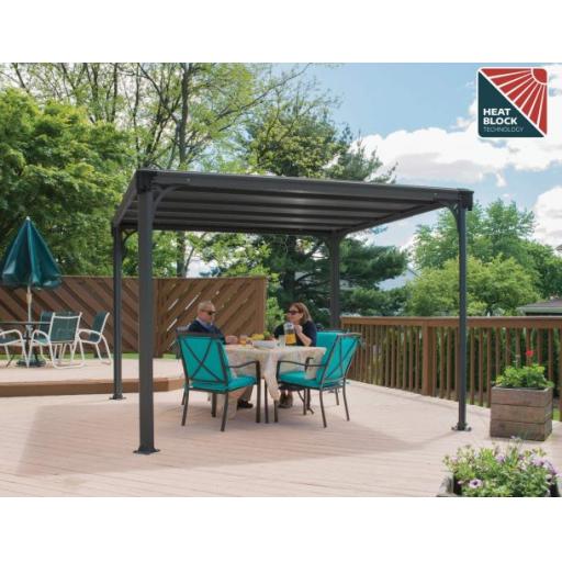 Milano 3m x 3m Garden Gazebo in Grey Aluminium with Polycarbonate Roof