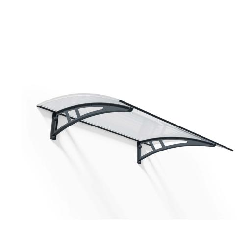 Calisto 1.4m x 0.9m Door Canopy - Grey Aluminium Frame & Twinwall Polycarbonate