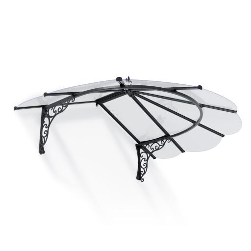 Iris 1.8m x 1.2m Door Canopy - Black Aluminium Frame & Clear Acryl
