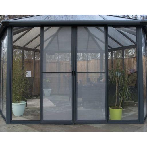 Garda 6m x 5m (23.1m²) Hexagonal Enclosed Gazebo Kit - Grey Structure & Hybrid Panels