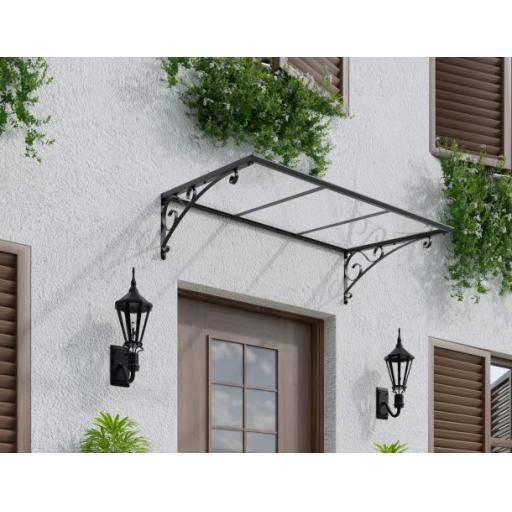 Venus 1.5m x 0.9m Door Canopy - Grey Aluminium Frame