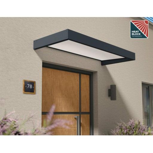 Sophia 2m x 0.9m Door Canopy - Grey Aluminium Frame