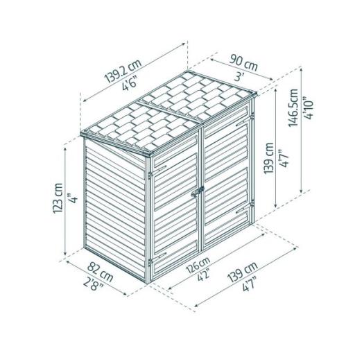 Voyager 3ft x 5ft Garden Shed - Grey Polycarbonate Panels
