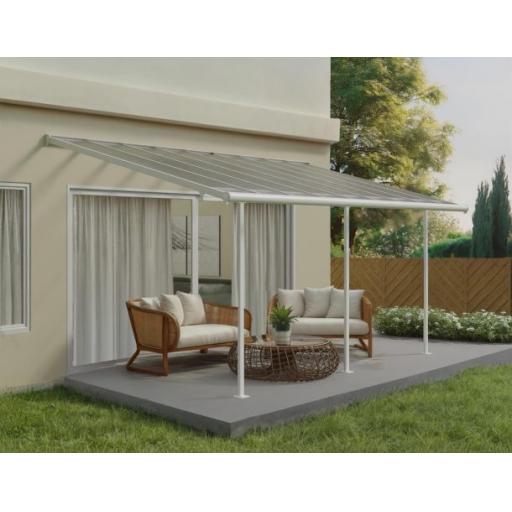 Sierra Patio Cover 3m x 5.55m - Grey Aluminium Frame & Clear Polycarbonate
