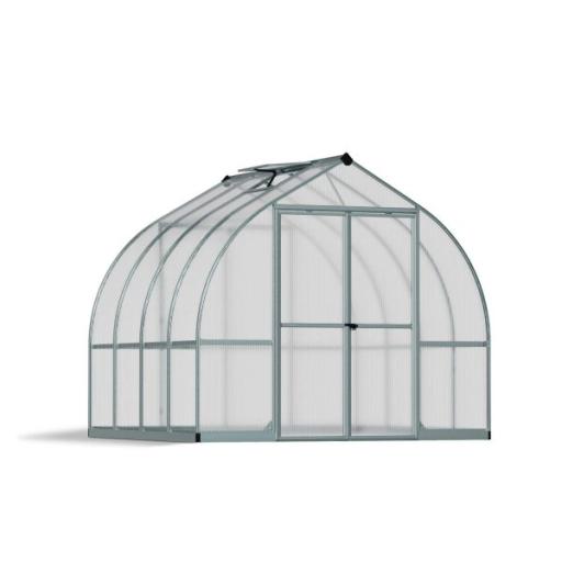 Bella 8ft x 8ft Polycarbonate Greenhouse - Silver Frame