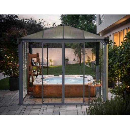 Ledro 3m x 3m Enclosed Gazebo Kit - Grey Structure & Hybrid Panels