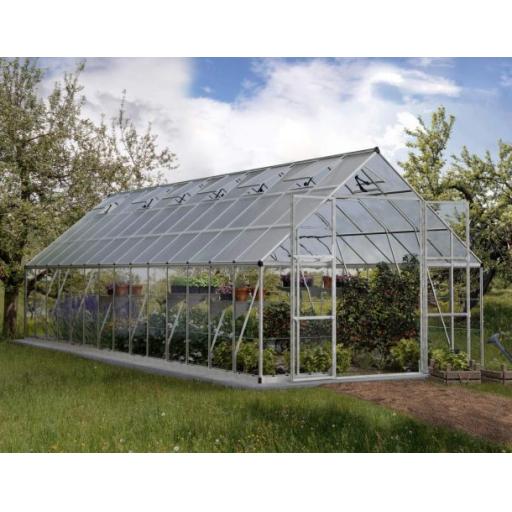 Balance 10ft x 28ft Polycarbonate Greenhouse - Silver Frame