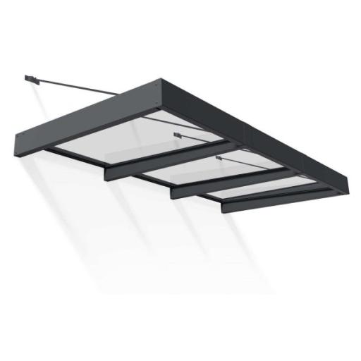 Sophia XL 2.86m x 1.4m Door Canopy - Grey Structure & Clear Panels