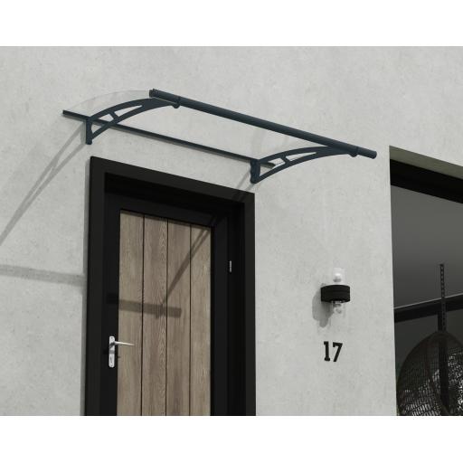 Aquila 1.5m x 0.9m Door Canopy - Grey Aluminium Frame