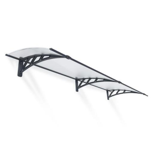 Neo 2.7m x 0.9m Door Canopy - Grey Aluminium Frame & Twinwall Polycarbonate