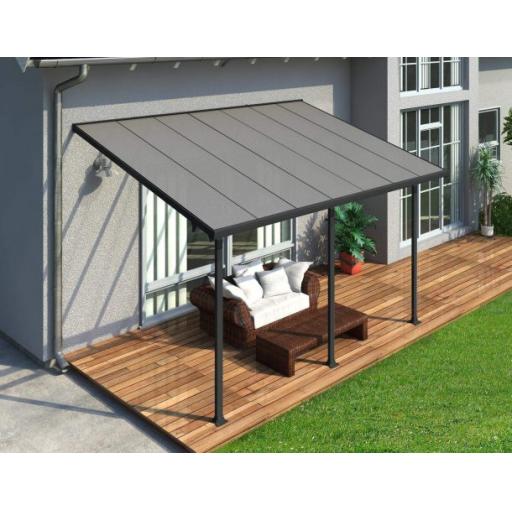 Feria Patio Cover 3m x 4.3m - Grey Aluminium Frame & Clear Polycarbonate