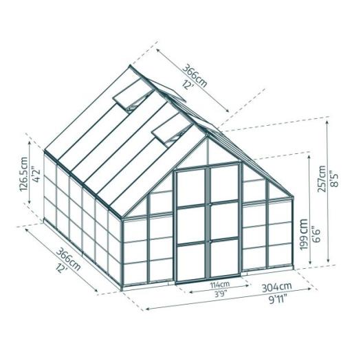 Balance 10ft x 12ft Polycarbonate Greenhouse - Silver Frame