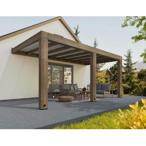 Helsinki Cedar Wood Patio Cover 3 x 5.3m Solar Control Panels