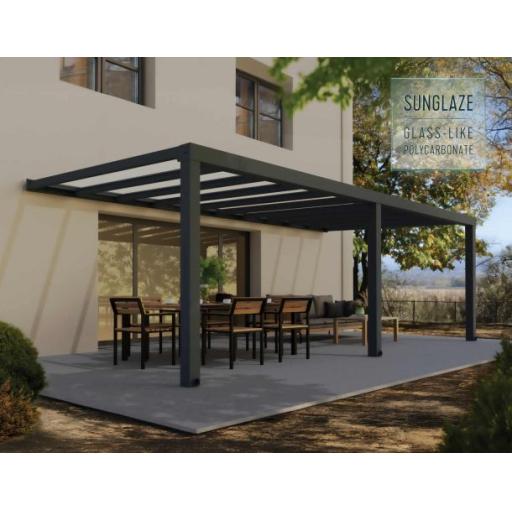 Stockholm Patio Cover 3.4m x 7.3m - Grey Aluminium Frame & Clear Polycarbonate