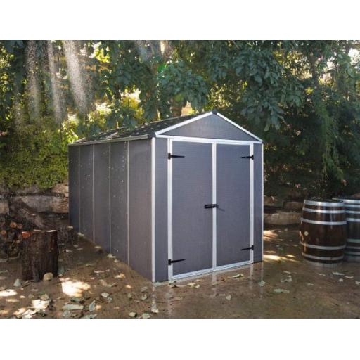 Rubicon 6ft x 12ft Garden Shed With Floor - Dark Grey Polycarbonate Panels