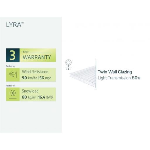 Lyra 1.4m x 0.9m Door Canopy - White Aluminium Frame & Twinwall Polycarbonate