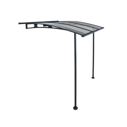 Vega 2m x 2m Door Canopy with Two Posts - Grey Aluminium Frame & Clear Acryl