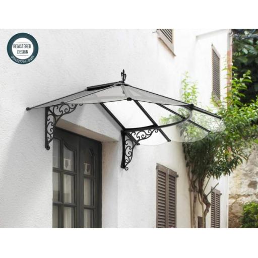 Iris 1.8m x 1.2m Door Canopy - Black Aluminium Frame