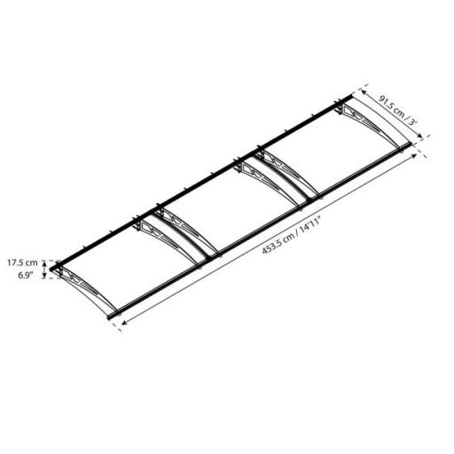 Altair 5m x 0.9m Door Canopy - Grey Aluminium Frame & Clear Polycarbonate