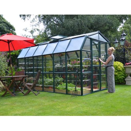 Grand Gardener 8ft x 12ft Polycarbonate Greenhouse - Green Frame
