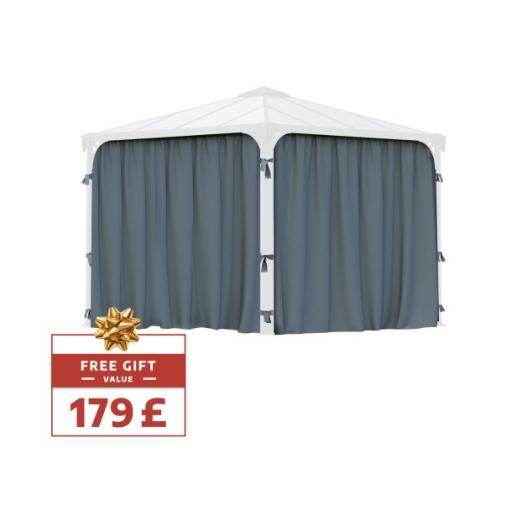 Palermo 3m x 3m Garden Gazebo in Grey Aluminium with Polycarbonate Roof