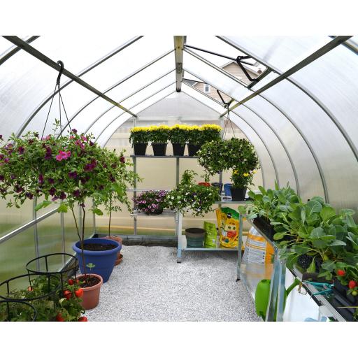 Bella 8ft x 12ft Polycarbonate Greenhouse - Silver Frame