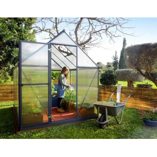 Mythos 6ft x 8ft Polycarbonate Greenhouse - Grey Frame