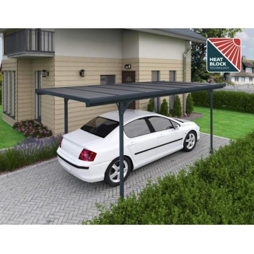 Verona 10ft x 17ft Carport - Grey Aluminium