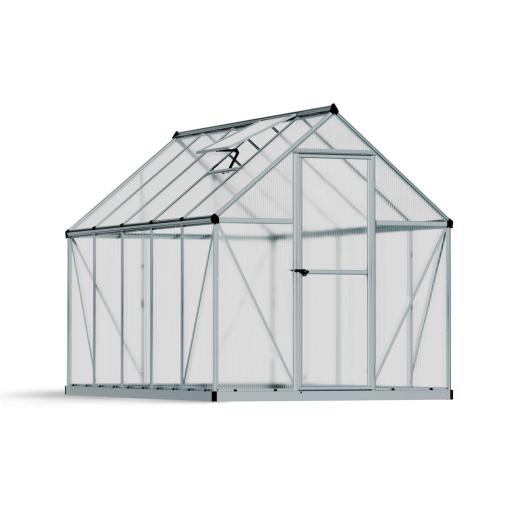 Mythos 6ft x 10ft Polycarbonate Greenhouse - Silver Frame