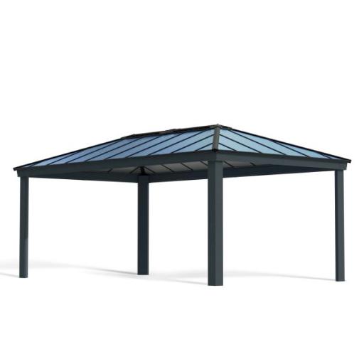 Dallas 3.6m x 6m Garden Gazebo in Grey Aluminium with Polycarbonate Roof