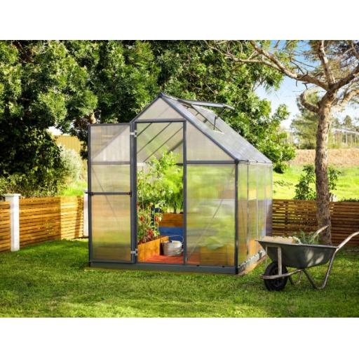 Mythos 6ft x 8ft Polycarbonate Greenhouse - Grey Frame