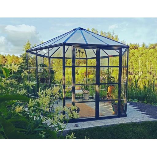 Oasis 12ft (94.2 sq. ft.) Hexagonal Polycarbonate Greenhouse - Grey Frame