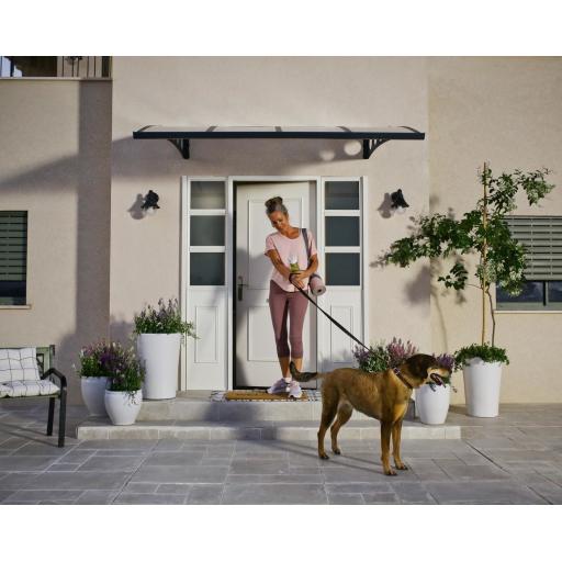 Herald 2.2m x 1.4m Door Canopy - Grey Aluminium Frame