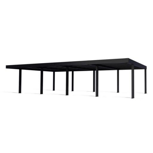 Oslo Double 20' x 40' Carport - Black Aluminium & Twin wall Opaque Grey Panels