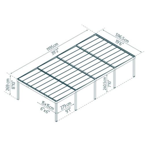Oslo Double 20' x 40' Carport - Black Aluminium & Twin wall Opaque Grey Panels