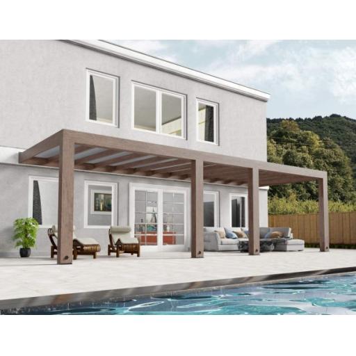 Helsinki Cedar Wood Patio Cover 3 x 8.6m Solar Control Panels