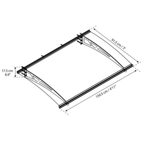 Altair 1.5m x 0.9m Door Canopy - Grey Aluminium Frame