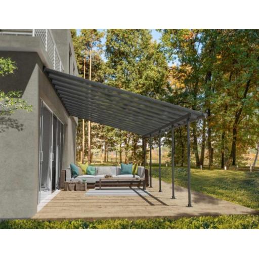 Feria Patio Cover 4m x 8m - Grey Aluminium Frame & Clear Polycarbonate