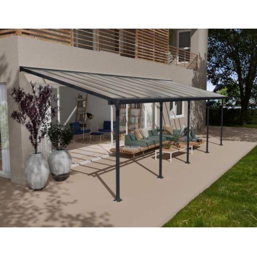 Feria Patio Cover 3m x 9.2m - Grey Aluminium Frame & Clear Polycarbonate