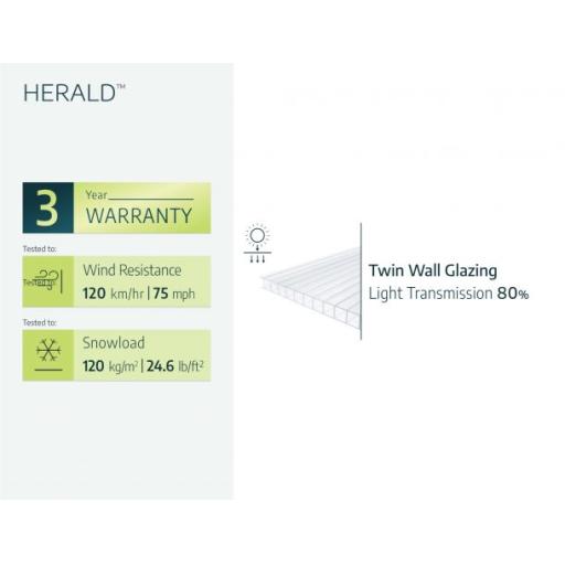 Herald 4.5m x 1.4m Door Canopy - Grey Aluminium Frame & Twinwall Polycarbonate