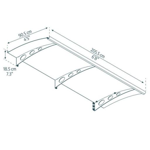 Garamond 2m x 0.9m Door Canopy - Grey Aluminium Frame & Clear Polycarbonate