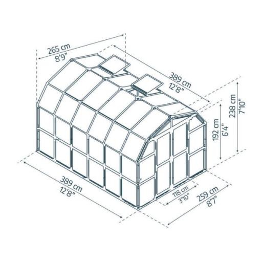 Grand Gardener 8ft x 12ft Polycarbonate Greenhouse - Green Frame