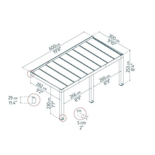 Helsinki Cedar Wood Patio Cover 3 x 6m Solar Control Panels
