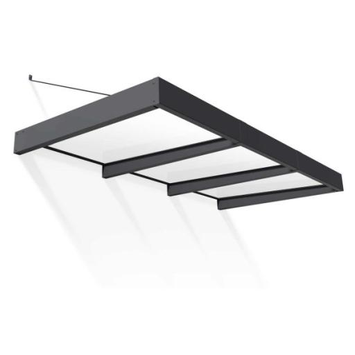 Sophia XL 2.86m x 1.4m Door Canopy - Grey Aluminium Frame & White Opal Panels