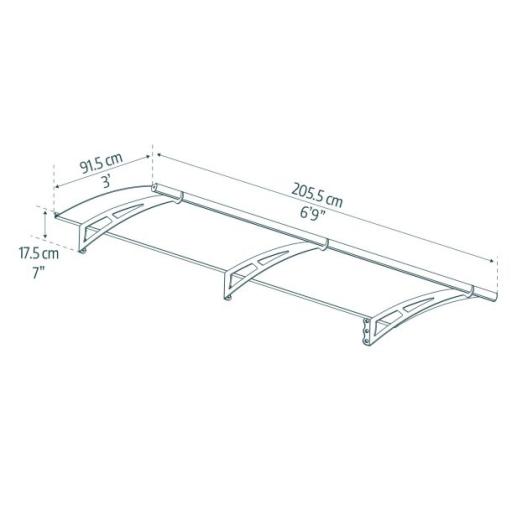 Aquila 2m x 0.9m Door Canopy - Grey Aluminium Frame