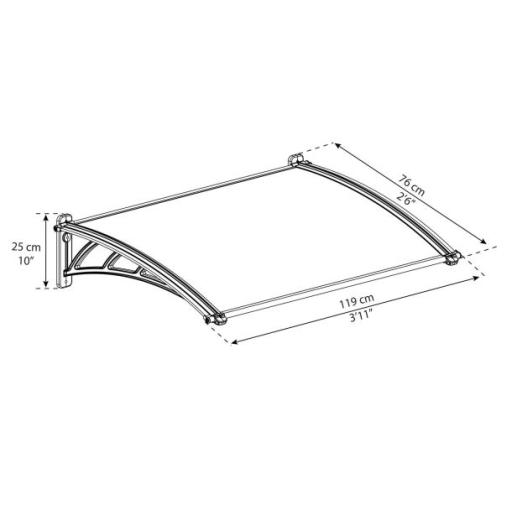 Neo 1.2m x 0.75m Door Canopy - Grey Aluminium Frame